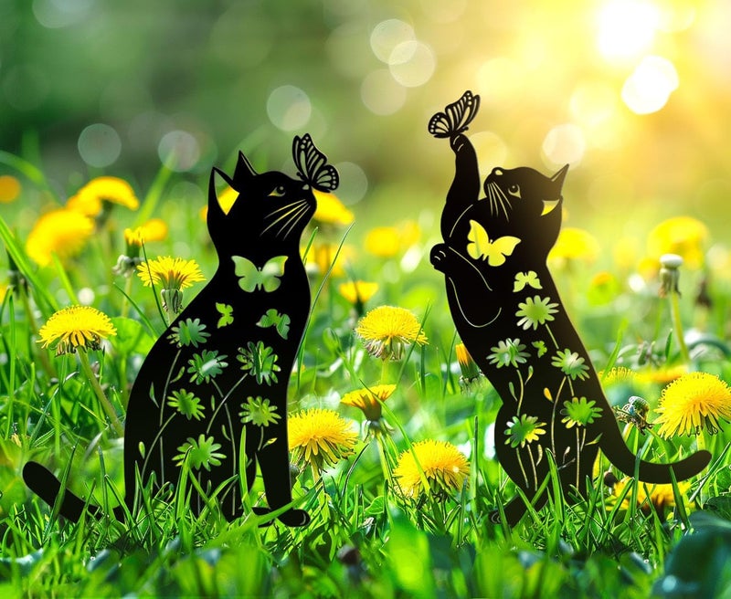 Doesen Cat Garden Decor for Outside,17” Metal Cat Decorative Garden Stakes, Gifts for Women/Men/Cats Lovers Gifts, Black Cats Silhouette Outdoor Decor, Rust Proof/Weather Resistant Kitty Yard Art - Image 5